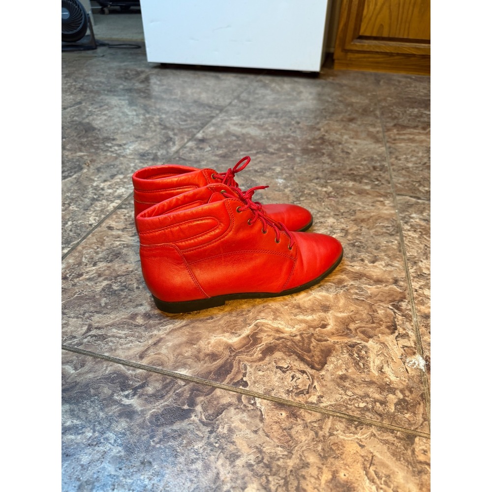 Danexx Acton Red Leather Ankle Boots Lace Up Vintage Style Women 8.5 N